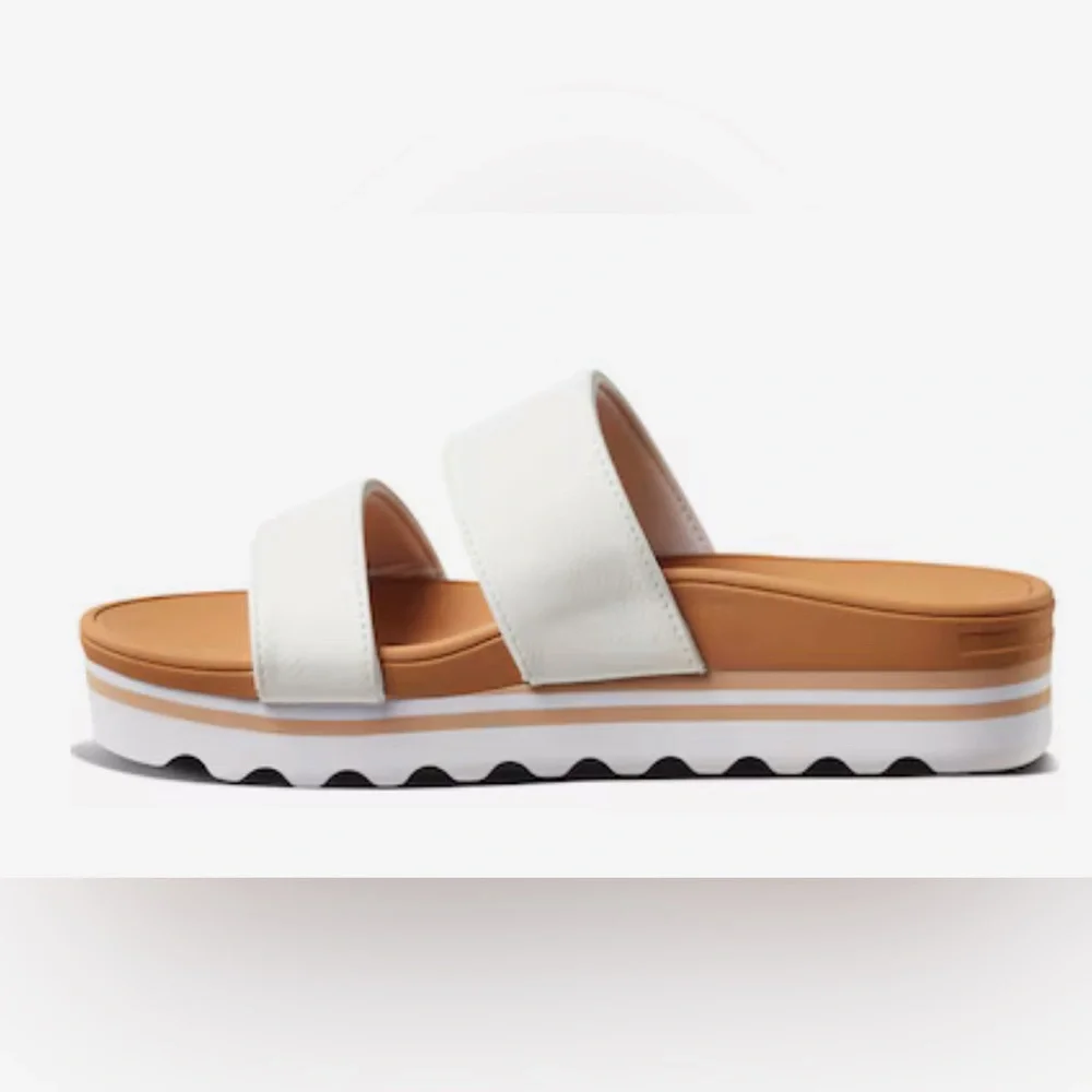 REEF Banded Horizon White Double Strap Platform Sandal Slide 10 - Picture 3 of 9